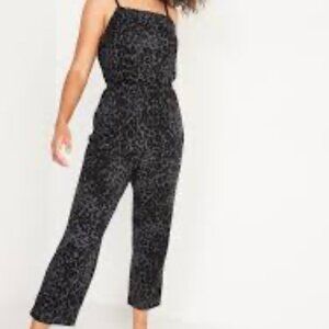 Black Leopard Print Jumpsuit